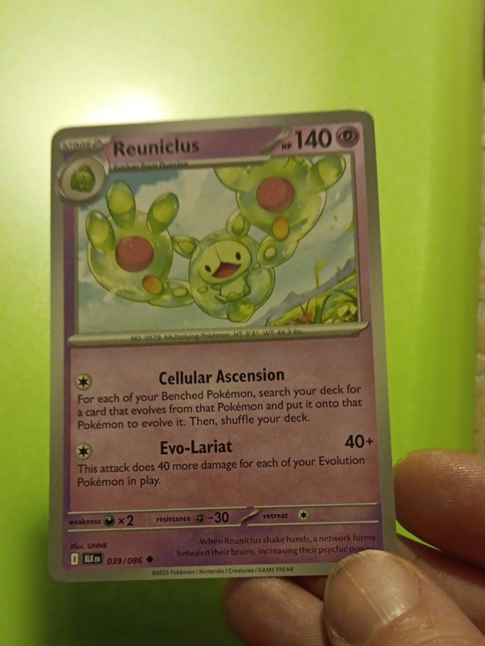 Pokemon Reuniclus Trading Card – Pink and Green Artwork